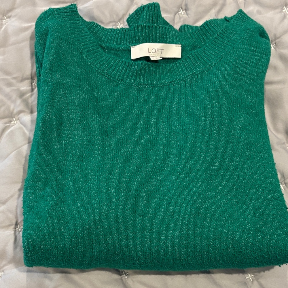 LOFT Green Crew Neck Sweater